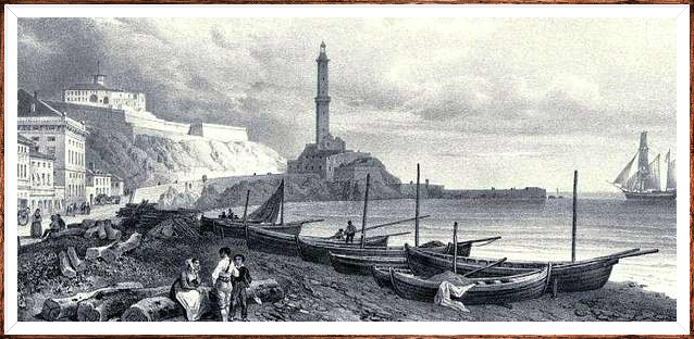 Old drawing of the Lanterna lighthouse