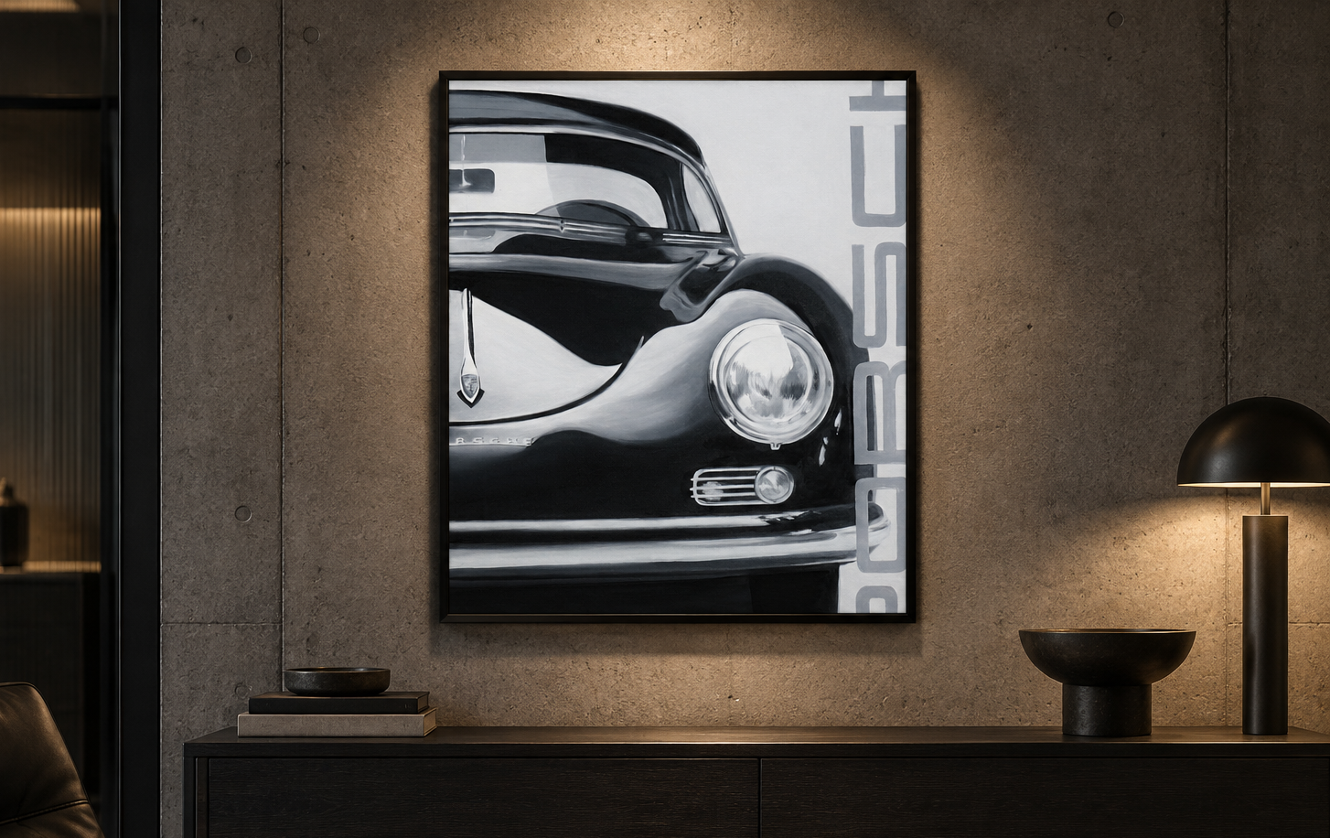 Ölbild eine Porsches, angeschnitten