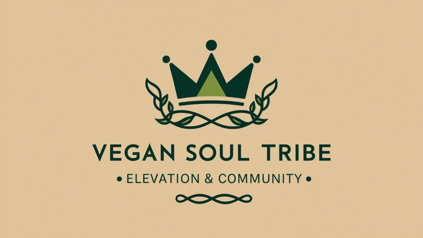 Vegan Soul Tribe crown logo on sage background.